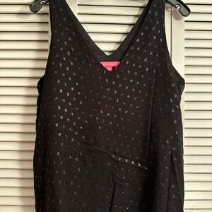 Lily Pulitzer Florin Straight Hem Top. Size Medium. Black with silver detail.